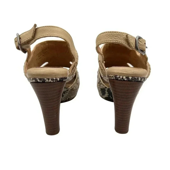 Nurture Women Hope 7M Tan Leather Faux Snakeskin Platform Western Reptile Exotic - Picture 2 of 12